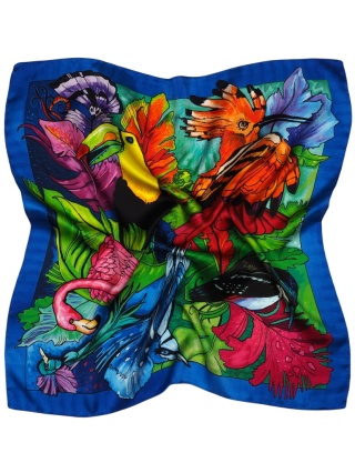 Jedwabna apaszka damska rajskie ptaki 68x68cm AD7-080