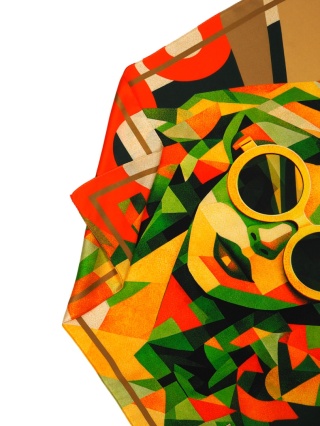 Silk pop-art scarf 88x88cm AD-012