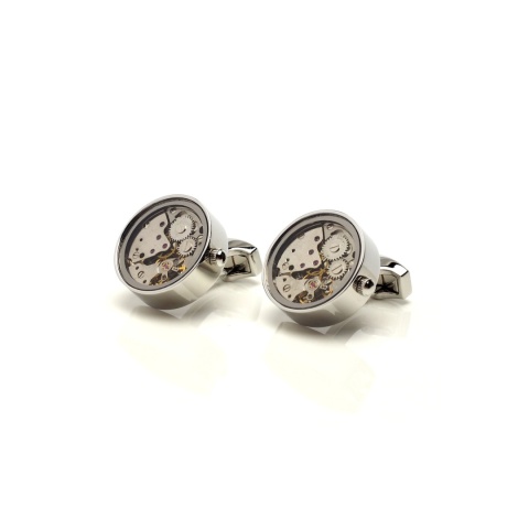 Titanium cufflinks with watch movement