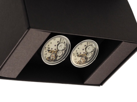 Titanium cufflinks with watch movement