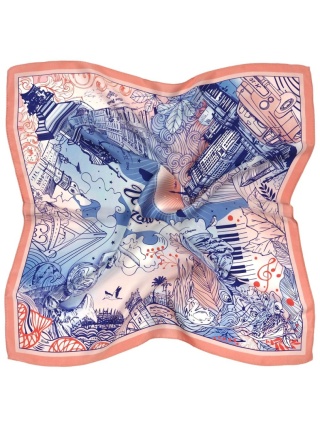 Apaszka Warszawa 100% silk 68x68cm AD7-098