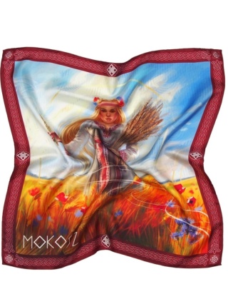 Jedwabna apaszka Mokosz 68x68cm AD7-073