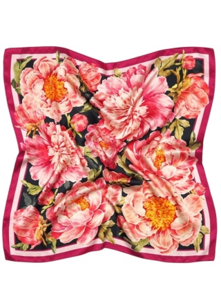 Jedwabna apaszka dwustronna piwonie 53x53cm AD5-017