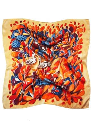 Jedwabna apaszka inspirowana Kurpiami 68x68cm AD7-063