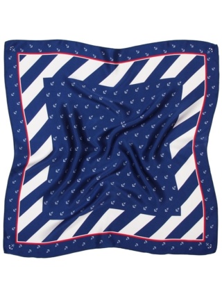 Jedwabna apaszka w kotwice granatowa 68x68cm AD7-038OUT