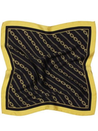 Jedwabna apaszka w złote łańcuchy czarna 68x68cm AD7-065