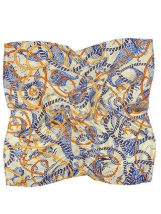 Jedwabna apaszka z motywem morskim 68x68cm AD7-024