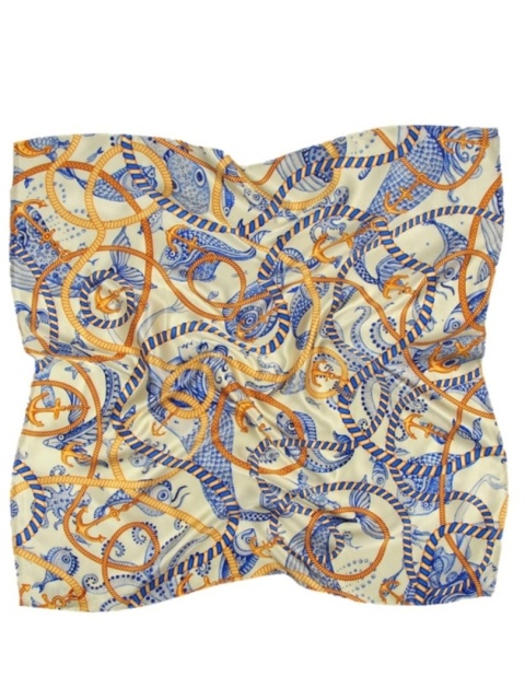 Jedwabna apaszka z motywem morskim 68x68cm AD7-024