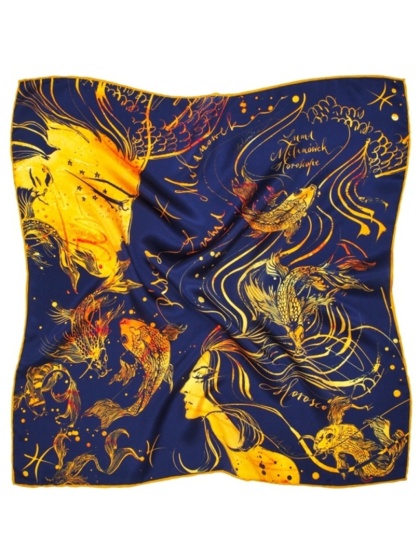 Jedwabna apaszka zodiak Ryby Anna Halarewicz 68x68cm AZ-12