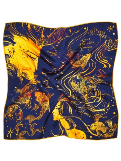 Jedwabna apaszka zodiak Ryby Anna Halarewicz 68x68cm AZ-12