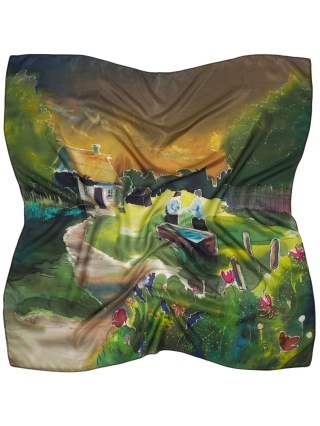 Apaszka jedwabna ręcznie malowana, habotai 90x90cm AM-065