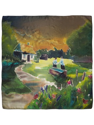 Apaszka jedwabna ręcznie malowana, habotai 90x90cm AM-065