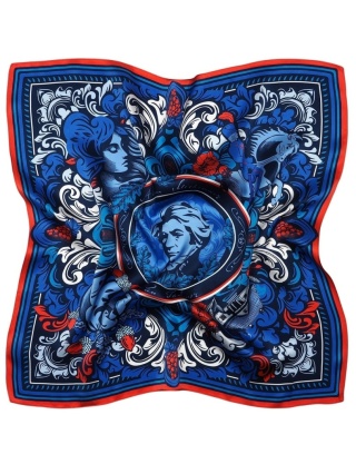 Poszetka jedwabna dwustronna Adam Mickiewicz 30x30cm PJ-400