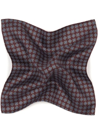Brown Silk Pocket Square with Micro Pattern 30x30 cm PJ-392