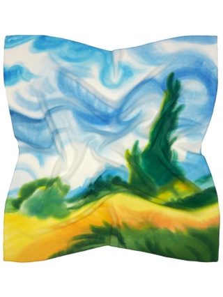 Ręcznie malowana apaszka jedwabna 90x90 cm AM-024