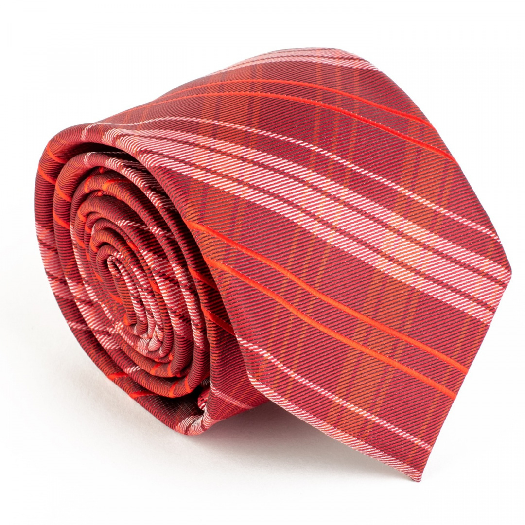 KM-118 Czerwony krawat ze wzorem