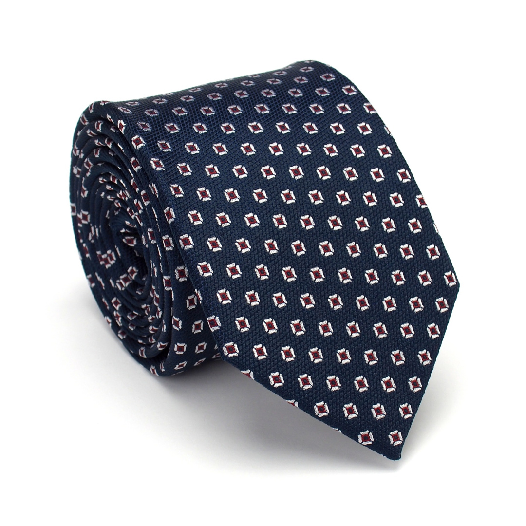 KR-002 Granatowy modny krawat z jedwabiu akardowy