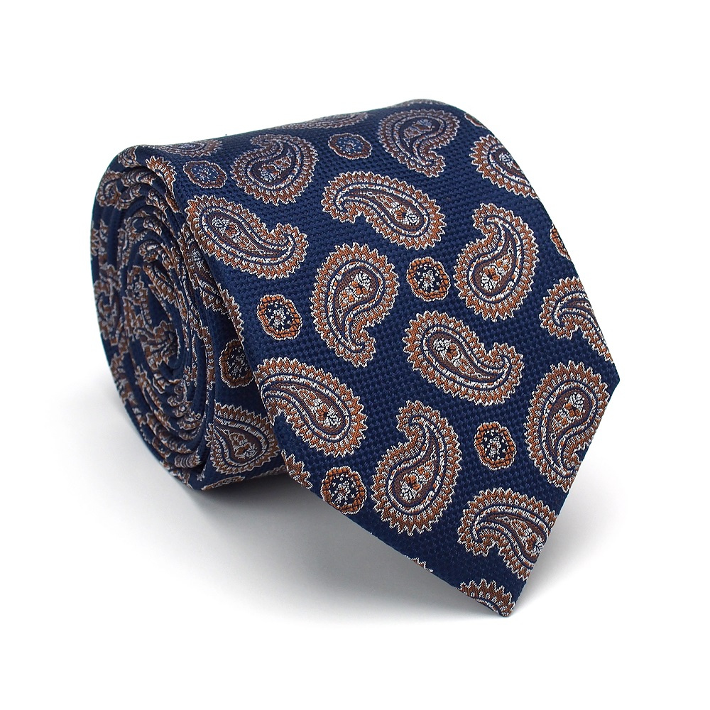 KR-003 Ekskluzywny krawat mski z modnym wzorem paisley 100% jedwab