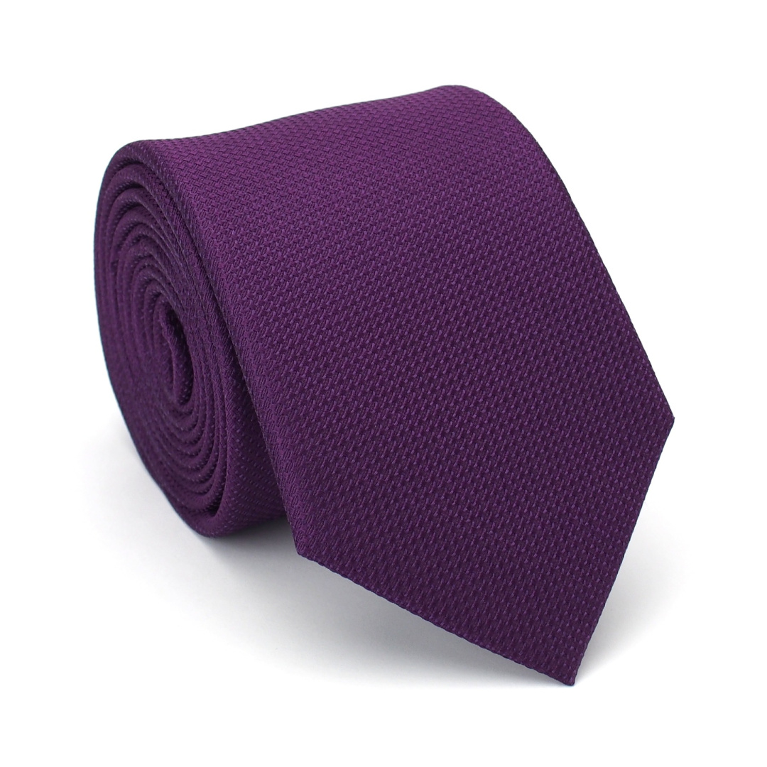 KR-018 Fioletowy krawat mski jedwabny - elegancki krawat na prezent
