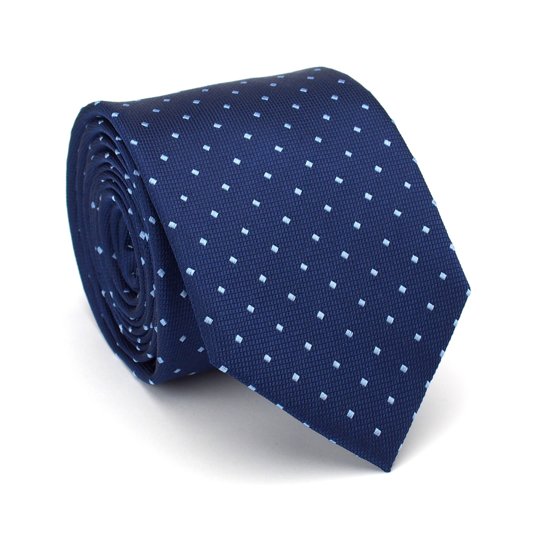 KR-026 Niebieski krawat mski jedwabny - elegancki krawat na prezent