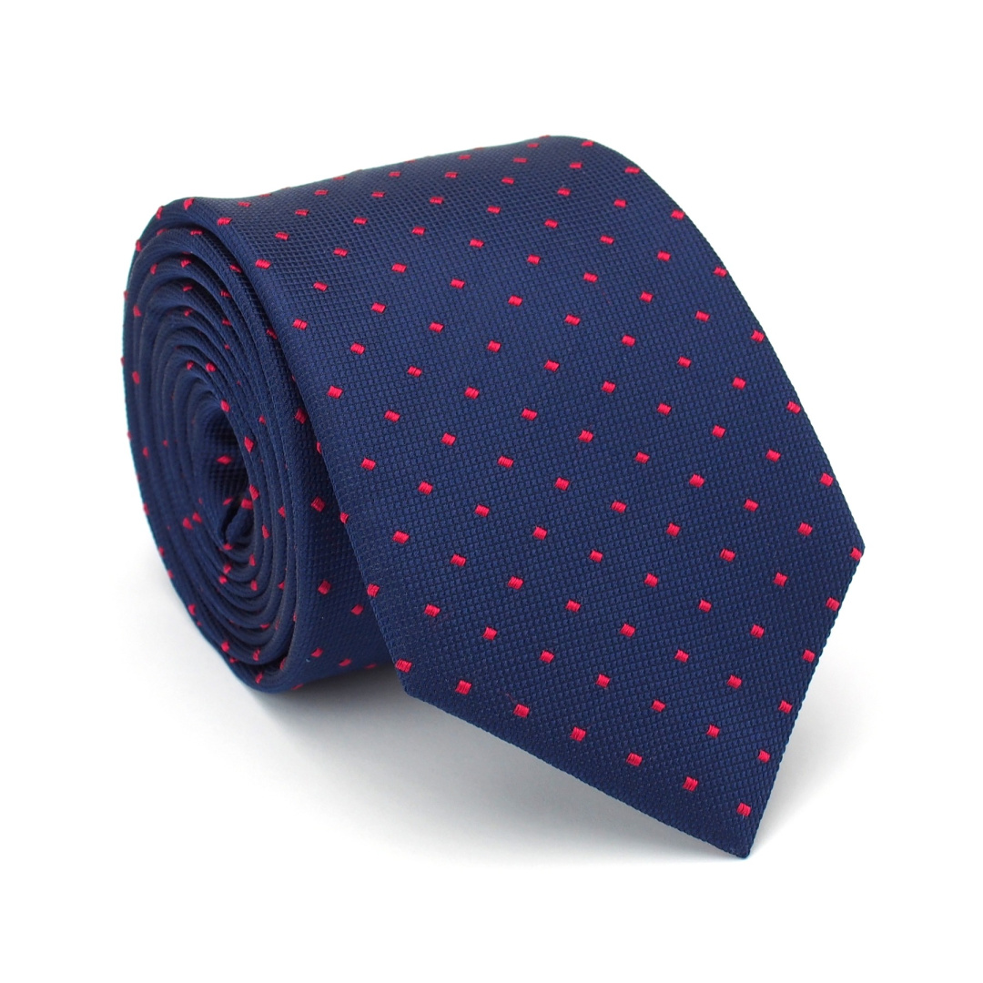 KR-027 Niebieski krawat mski jedwabny - elegancki krawat na prezent