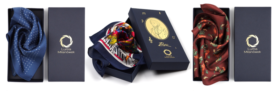 Zdjęcia jedwabnych poszetek