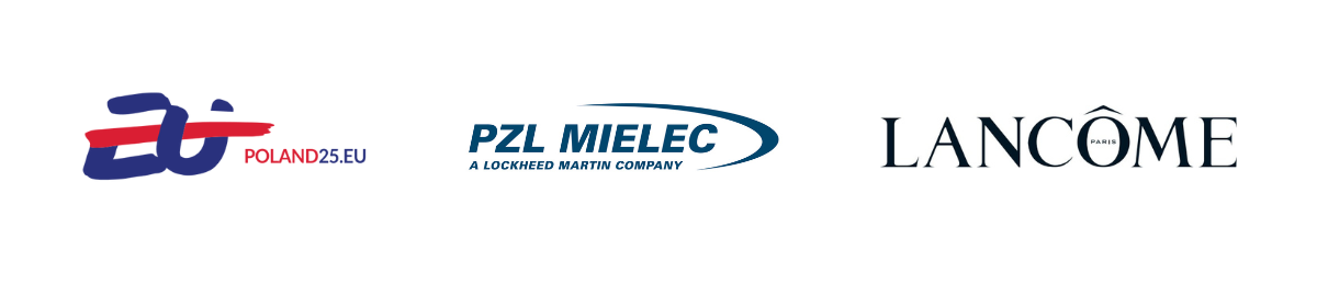 logotypy partnerów: Polska Prezydencja w UE, PZL Mielec, Lancome